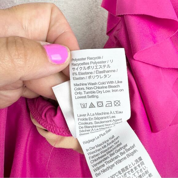 J. Crew Ruffle Scoopback One-Piece Swimsuit In Radiant Fuchsia Pink Plus Size 16 - Picture 13 of 14